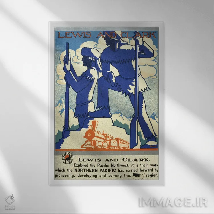 تابلو دکوراتیو Circa 1920,پوستر قدیمی سفر نمایش سایه های لوئیس و کلار… اثر استاک ترک ایمیجز - نمای قابدار سفید