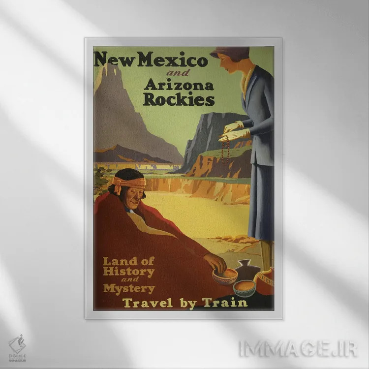 تابلو دکوراتیو Circa 1920,پوستر قدیمی سفر نمایش زنی در حال خرید مهره… اثر استاک ترک ایمیجز - نمای قابدار سفید