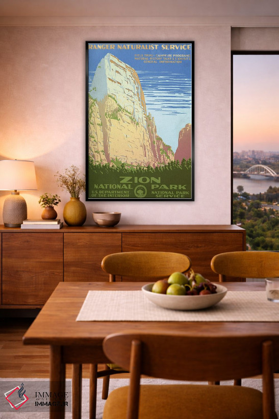 تابلو دکوراتیو Shows View Of A Cliff At Zion National Park, Circa 193… اثر استاک ترک ایمیجز - D6B