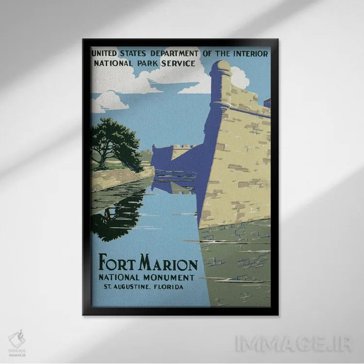 تابلو دکوراتیو St Augustine, Florida, Circa 1938,پوستر قدیمی سفر نمای… اثر استاک ترک ایمیجز - نمای قابدار مشکی