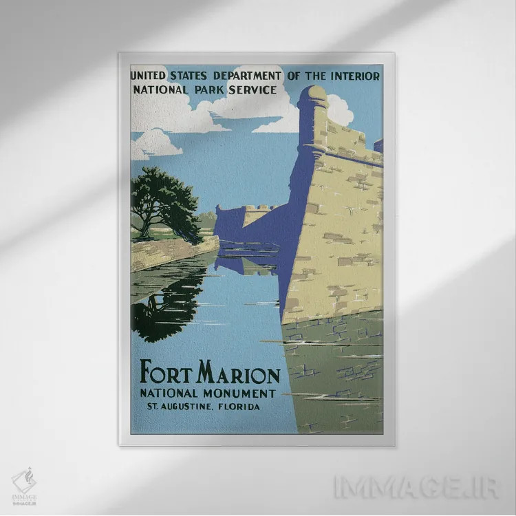 تابلو دکوراتیو St Augustine, Florida, Circa 1938,پوستر قدیمی سفر نمای… اثر استاک ترک ایمیجز - نمای قابدار سفید