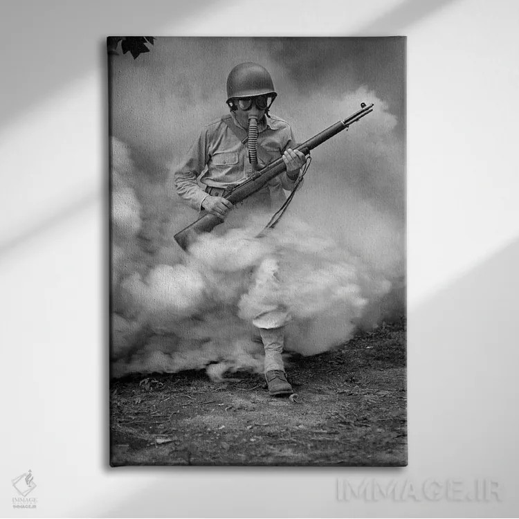 تابلو دکوراتیو Virginia, During World War II, 1942,سرباز با تفنگ در… اثر گالری ورنون لوئیس - نمای روبهرو روی دیوار