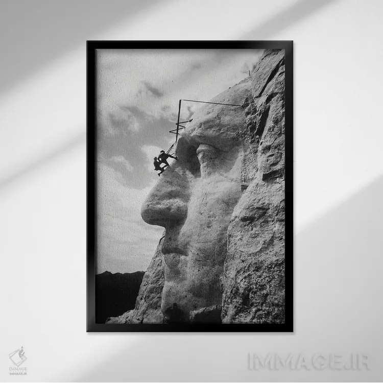 تابلو دکوراتیو Mt Rushmore, South Dakota,گاتزن بورگلوم در حال بازرسی… اثر گالری ورنون لوئیس - نمای قابدار مشکی