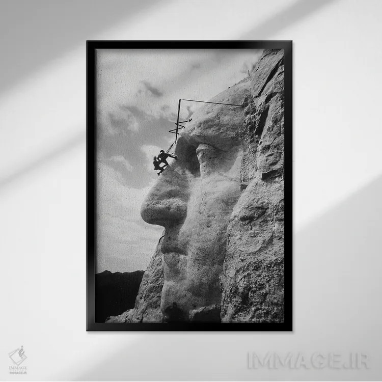 تابلو دکوراتیو Mt Rushmore, South Dakota,گاتزن بورگلوم در حال بازرسی… اثر گالری ورنون لوئیس - نمای قابدار مشکی