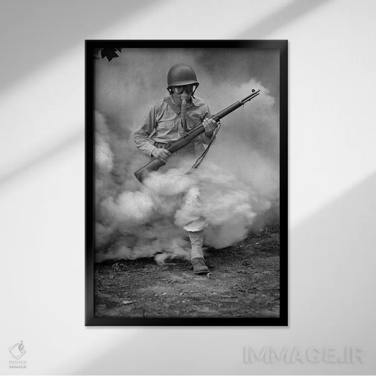 تابلو دکوراتیو Virginia, During World War II, 1942,سرباز با تفنگ در… اثر گالری ورنون لوئیس - نمای قابدار مشکی