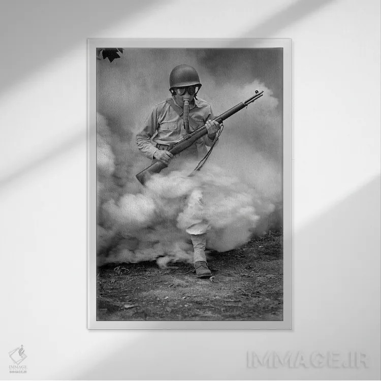 تابلو دکوراتیو Virginia, During World War II, 1942,سرباز با تفنگ در… اثر گالری ورنون لوئیس - نمای قابدار سفید