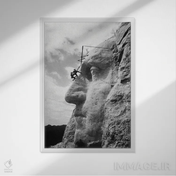 تابلو دکوراتیو Mt Rushmore, South Dakota,گاتزن بورگلوم در حال بازرسی… اثر گالری ورنون لوئیس - نمای قابدار سفید