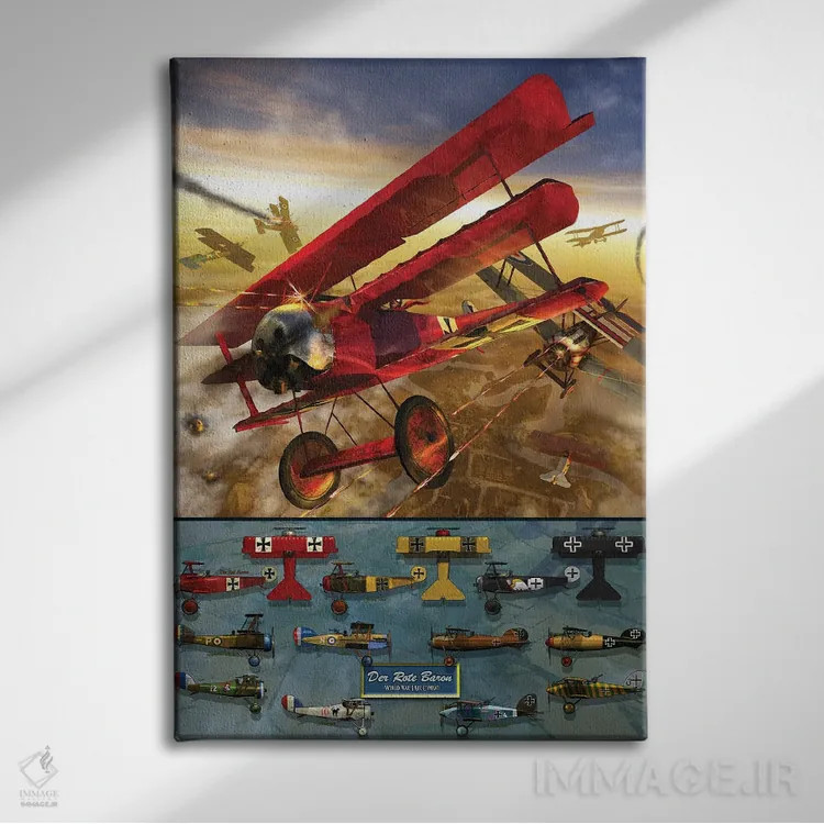 تابلو دکوراتیو Showing The Fokker Triplane Of The German Air Force In Wwi,پوس… اثر کرت میلر - نمای روبهرو روی دیوار