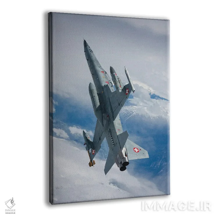 تابلو دکوراتیو جنگنده F-5F تایگر II نیروی هوایی سوئیس در حال پرواز بر… اثر دیرک یان د ریدر - نمای پرسپکتیو محصول