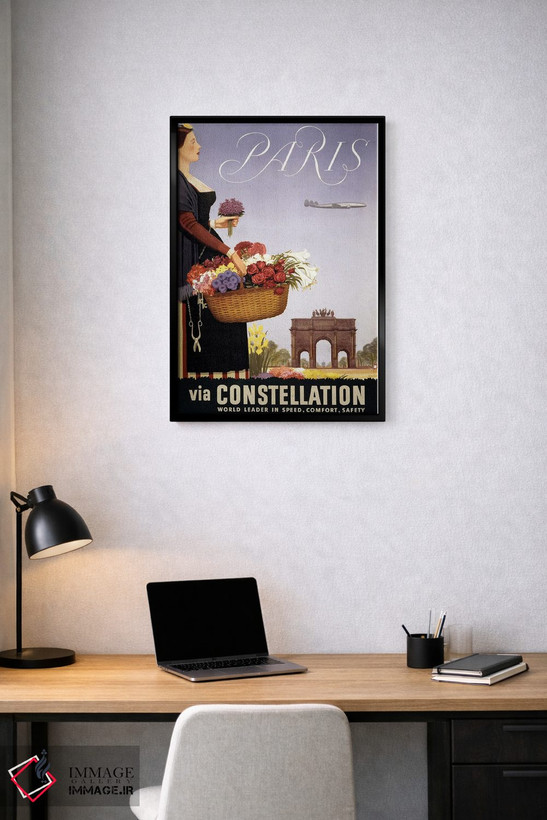 تابلو دکوراتیو Paris Via Constellation, Circa 1950,پوستر قدیمی سفر، پ… اثر استاک ترک ایمیجز - D2B