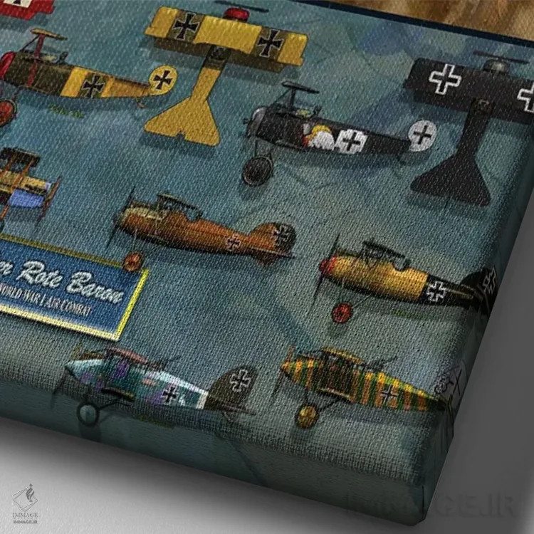 تابلو دکوراتیو Showing The Fokker Triplane Of The German Air Force In Wwi,پوس… اثر کرت میلر - نمای نزدیک بافت بوم