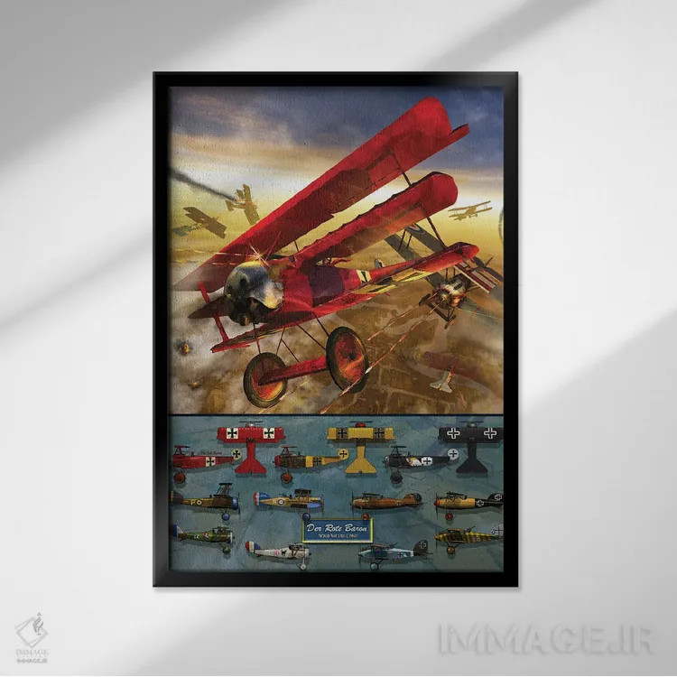 تابلو دکوراتیو Showing The Fokker Triplane Of The German Air Force In Wwi,پوس… اثر کرت میلر - نمای قابدار مشکی