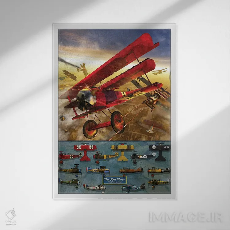 تابلو دکوراتیو Showing The Fokker Triplane Of The German Air Force In Wwi,پوس… اثر کرت میلر - نمای قابدار سفید