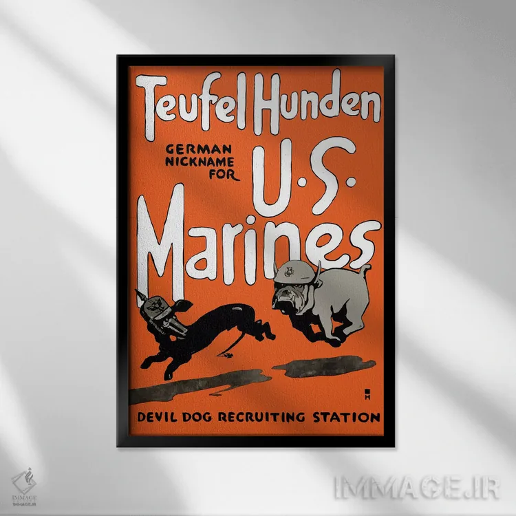 تابلو دکوراتیو پوستر قدیمی جنگ جهانی اول از بولداگ نیروی دریایی در حا… اثر استاک ترک ایمیجز - نمای قابدار مشکی