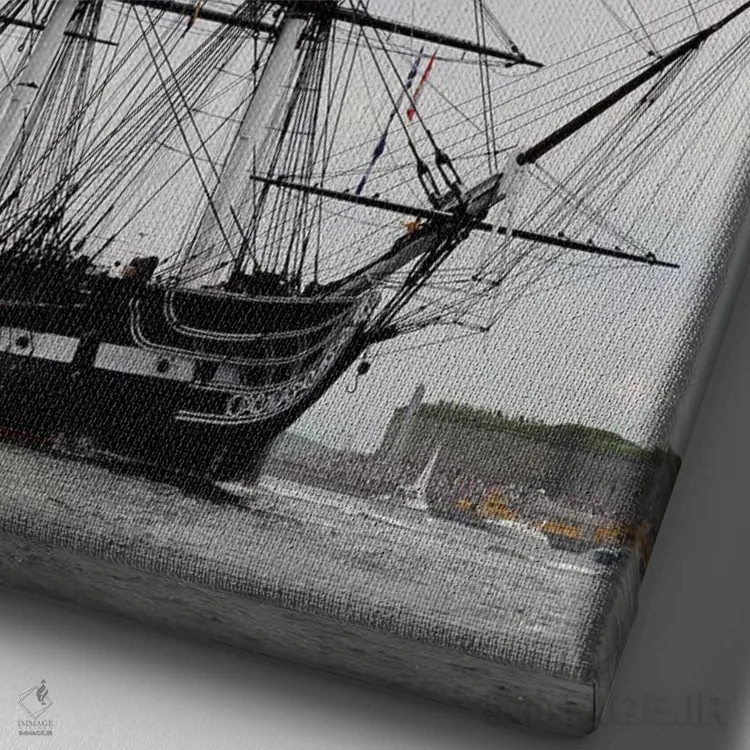 تابلو دکوراتیو USS Constitution,قدیمی ترین ناو رزمی فعال جهان، یواس ا… اثر استاک ترک ایمیجز - نمای نزدیک بافت بوم