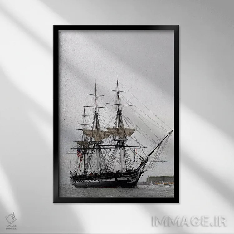 تابلو دکوراتیو USS Constitution,قدیمی ترین ناو رزمی فعال جهان، یواس ا… اثر استاک ترک ایمیجز - نمای قابدار مشکی