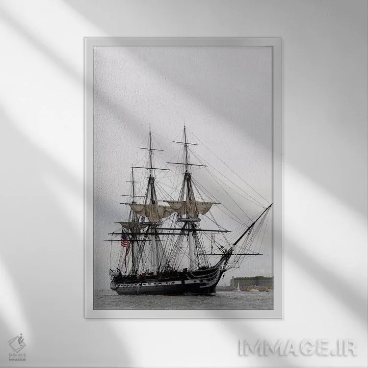 تابلو دکوراتیو USS Constitution,قدیمی ترین ناو رزمی فعال جهان، یواس ا… اثر استاک ترک ایمیجز - نمای قابدار سفید