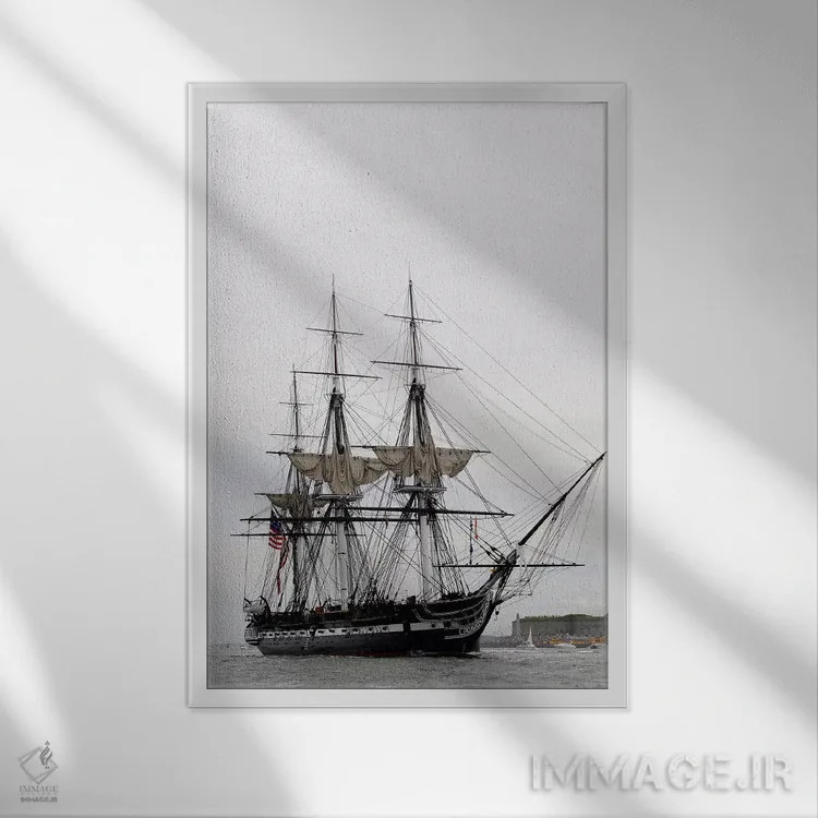 تابلو دکوراتیو USS Constitution,قدیمی ترین ناو رزمی فعال جهان، یواس ا… اثر استاک ترک ایمیجز - نمای قابدار سفید