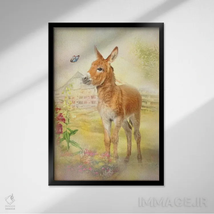 تابلو دکوراتیو الاغ کوچولو اثر ترودی سیموندز - نمای قابدار مشکی