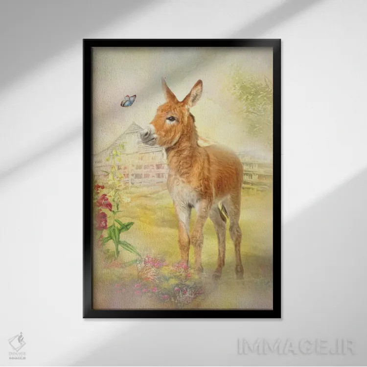 تابلو دکوراتیو الاغ کوچولو اثر ترودی سیموندز - نمای قابدار مشکی