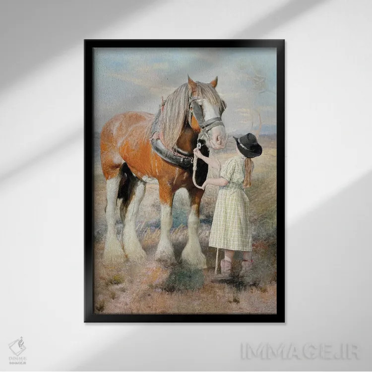 تابلو دکوراتیو دختر کشاورز اثر ترودی سیموندز - نمای قابدار مشکی
