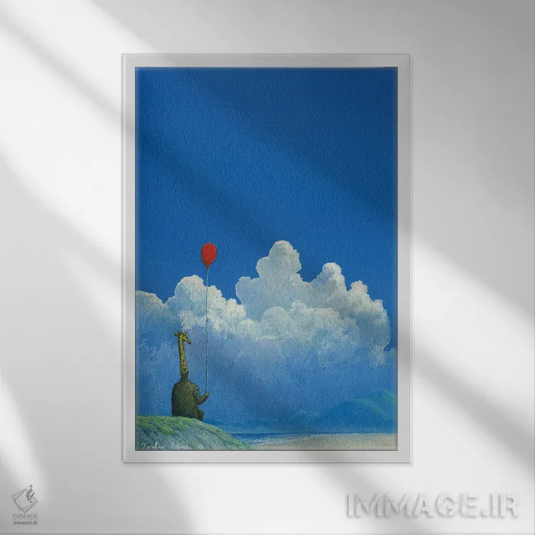 تابلو دکوراتیو آقای زرافه اثر توشیو ایبینه - نمای قابدار سفید