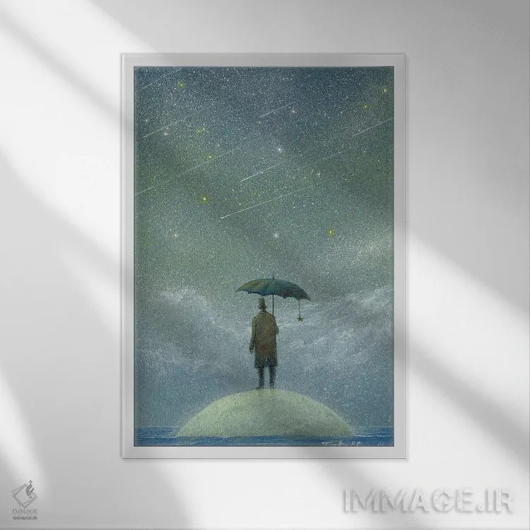 تابلو دکوراتیو ناظر باران شهابی اثر توشیو ایبینه - نمای قابدار سفید