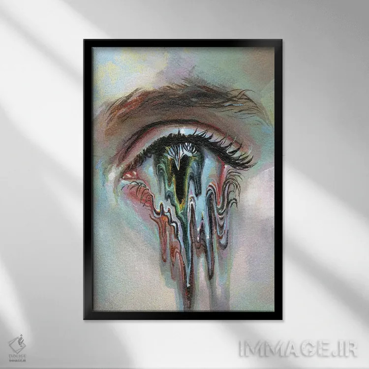 تابلو انتزاعی ذوب کننده ذهن اثر اوا کامایون - نمای قابدار مشکی