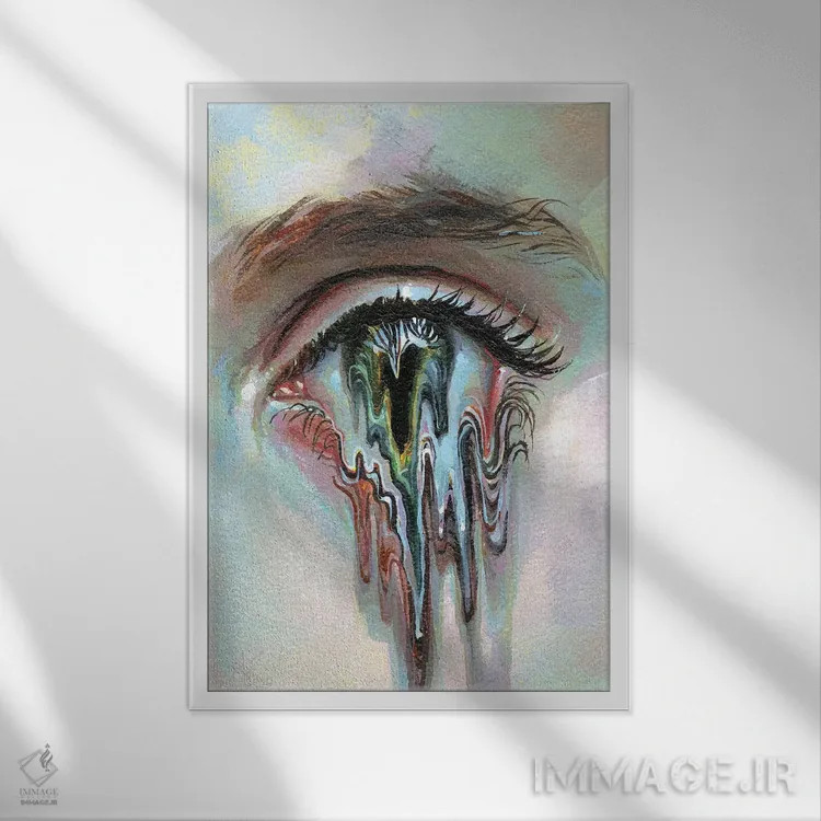 تابلو انتزاعی ذوب کننده ذهن اثر اوا کامایون - نمای قابدار سفید