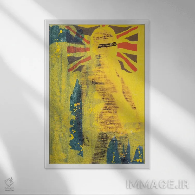 تابلو انتزاعی خدا ملکه را حفظ کند اثر تیلور اسمیت - نمای قابدار سفید