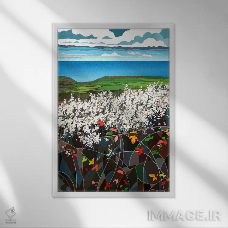 تابلو دکوراتیو زالزالک سیاه اثر ترزا شاو - نمای قابدار سفید