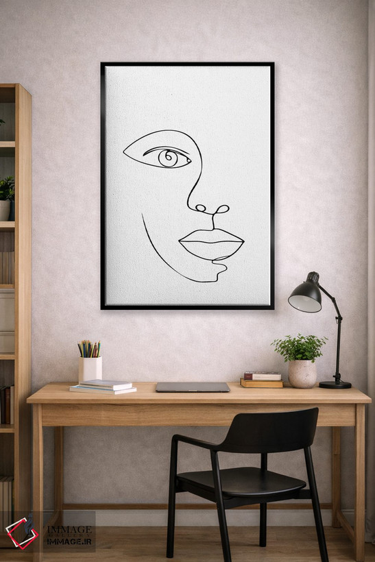 تابلو مینیمال صورت با یک خط اثر چاپ های تاینی ترژر - D2B