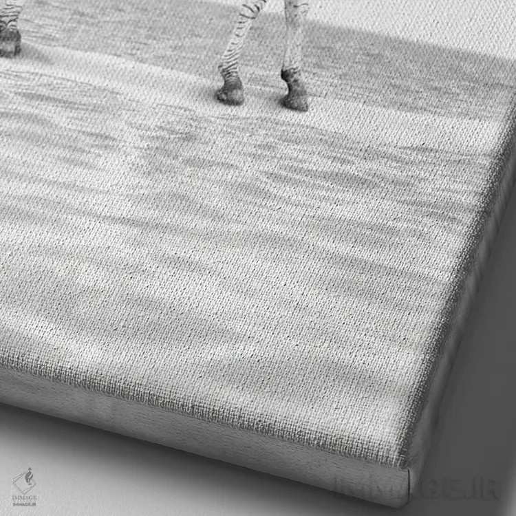 تابلو دکوراتیو گورخر موج سوار اثر چاپ های تاینی ترژر - نمای نزدیک بافت بوم