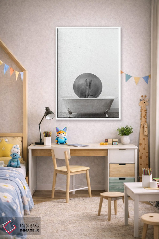 تابلو دکوراتیو اسب آبی در وان اثر چاپ های تاینی ترژر - D1W