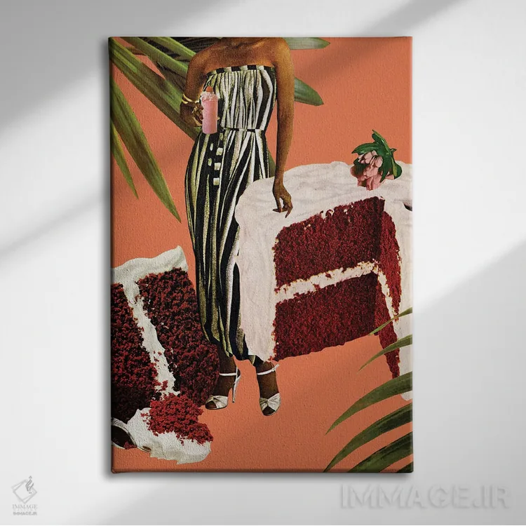 تابلو دکوراتیو کیک مخمل قرمز اثر تایلر وارسل - نمای روبهرو روی دیوار