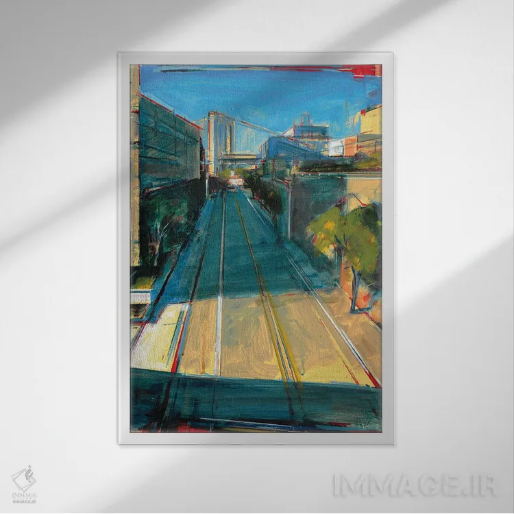 تابلو انتزاعی به سمت پل بروکلین شماره ۲ اثر تام وویس - نمای قابدار سفید