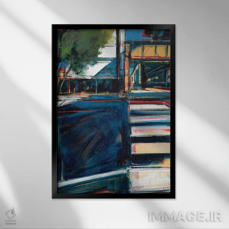 تابلو انتزاعی شیکاگو شماره ۲ اثر تام وویس - نمای قابدار مشکی
