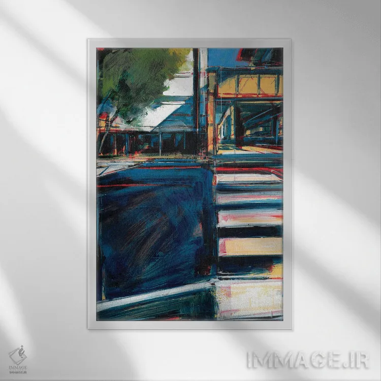 تابلو انتزاعی شیکاگو شماره ۲ اثر تام وویس - نمای قابدار سفید