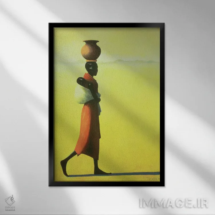 تابلو کلاسیک زن در حال قدم زدن اثر تیلی ویلیس - نمای قابدار مشکی