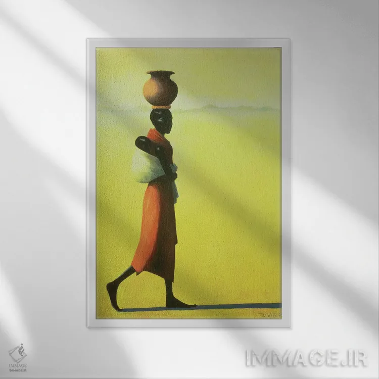 تابلو کلاسیک زن در حال قدم زدن اثر تیلی ویلیس - نمای قابدار سفید