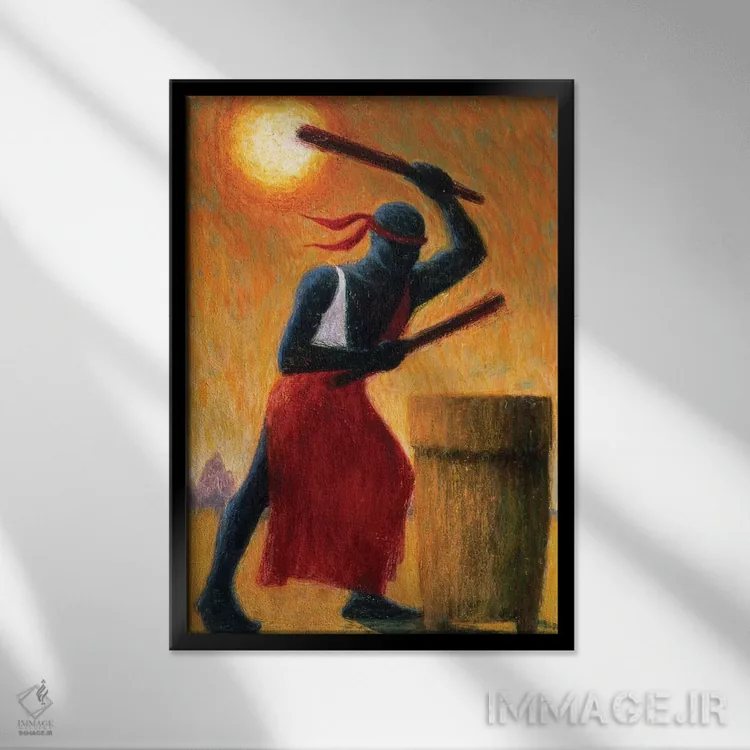تابلو کلاسیک نوازنده درام اثر تیلی ویلیس - نمای قابدار مشکی