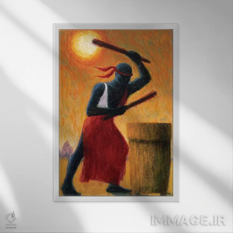 تابلو کلاسیک نوازنده درام اثر تیلی ویلیس - نمای قابدار سفید