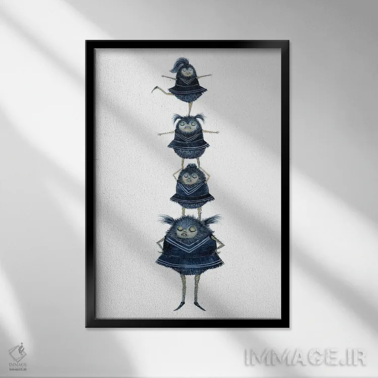 تابلو دکوراتیو تیم تشویق هیولاها اثر تی داو توماس - نمای قابدار مشکی