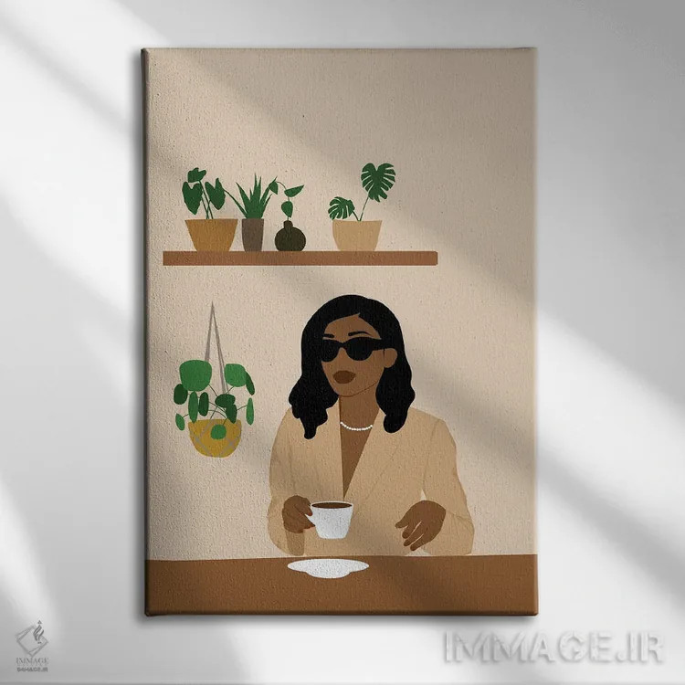 تابلو مدرن هنر دوست داران قهوه اثر تایسی سیج - نمای روبهرو روی دیوار