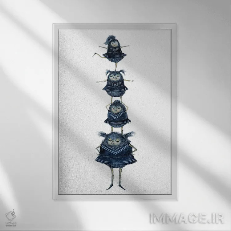 تابلو دکوراتیو تیم تشویق هیولاها اثر تی داو توماس - نمای قابدار سفید