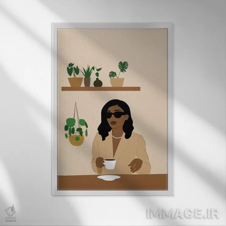 تابلو مدرن هنر دوست داران قهوه اثر تایسی سیج - نمای قابدار سفید