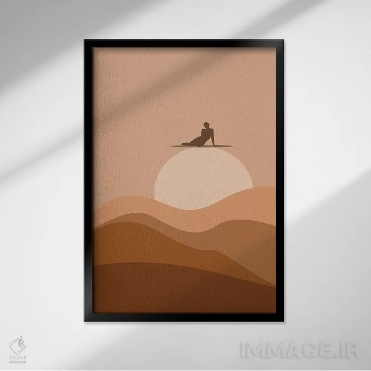 تابلو انتزاعی غروب انتزاعی اثر تایسی سیج - نمای قابدار مشکی