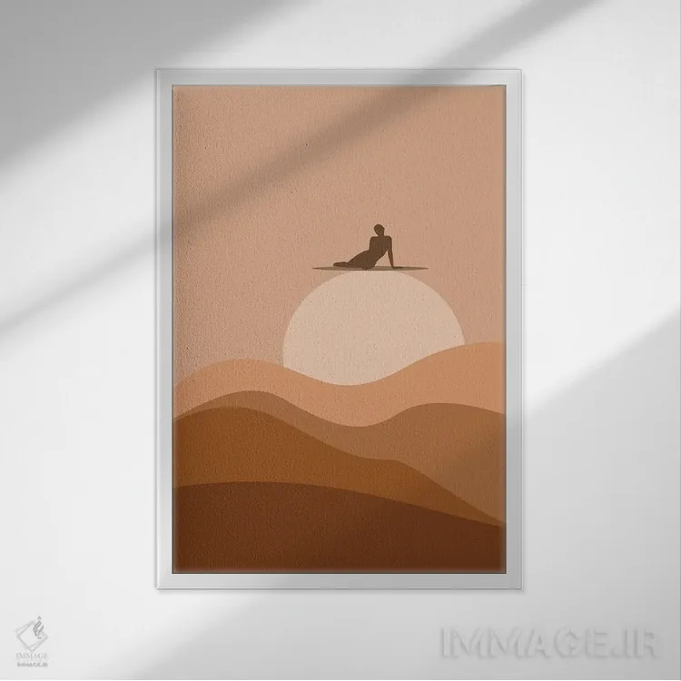تابلو انتزاعی غروب انتزاعی اثر تایسی سیج - نمای قابدار سفید