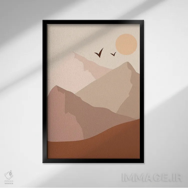 تابلو مینیمال هنر کوهستان اثر تایسی سیج - نمای قابدار مشکی