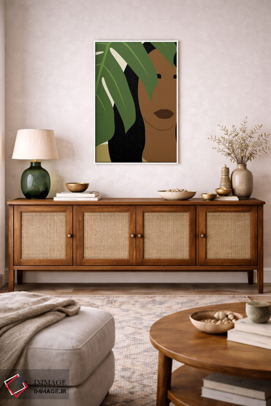 تابلو دکوراتیو پرتره دختر گیاه دوست اثر تایسی سیج - D3W